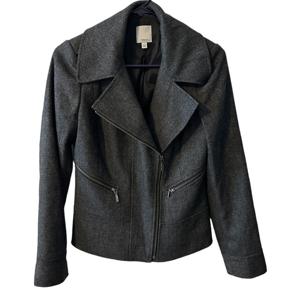 Halogen Wool Blend Zip Up Moto jacket gray peplum hem Size small - Picture 1 of 13